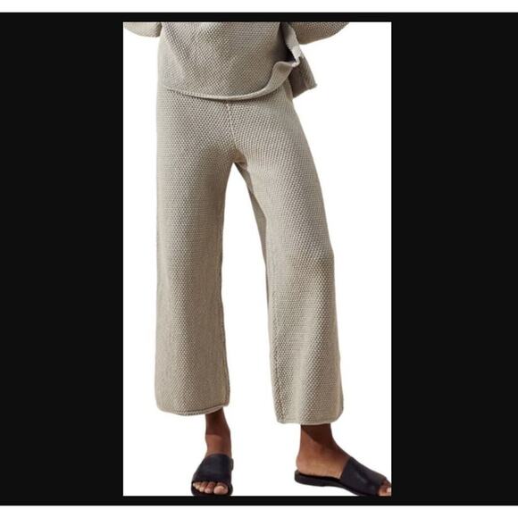 Free People Beach Size XS Gray Hailee Sweater Knit Pull On Wide Leg Cotton Pants - Picture 2 of 7